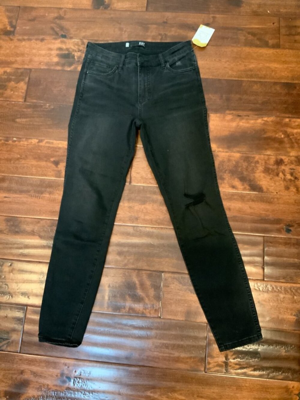 Kut From The Kloth Black Wash Distressed Skinny Jeans, Size 2